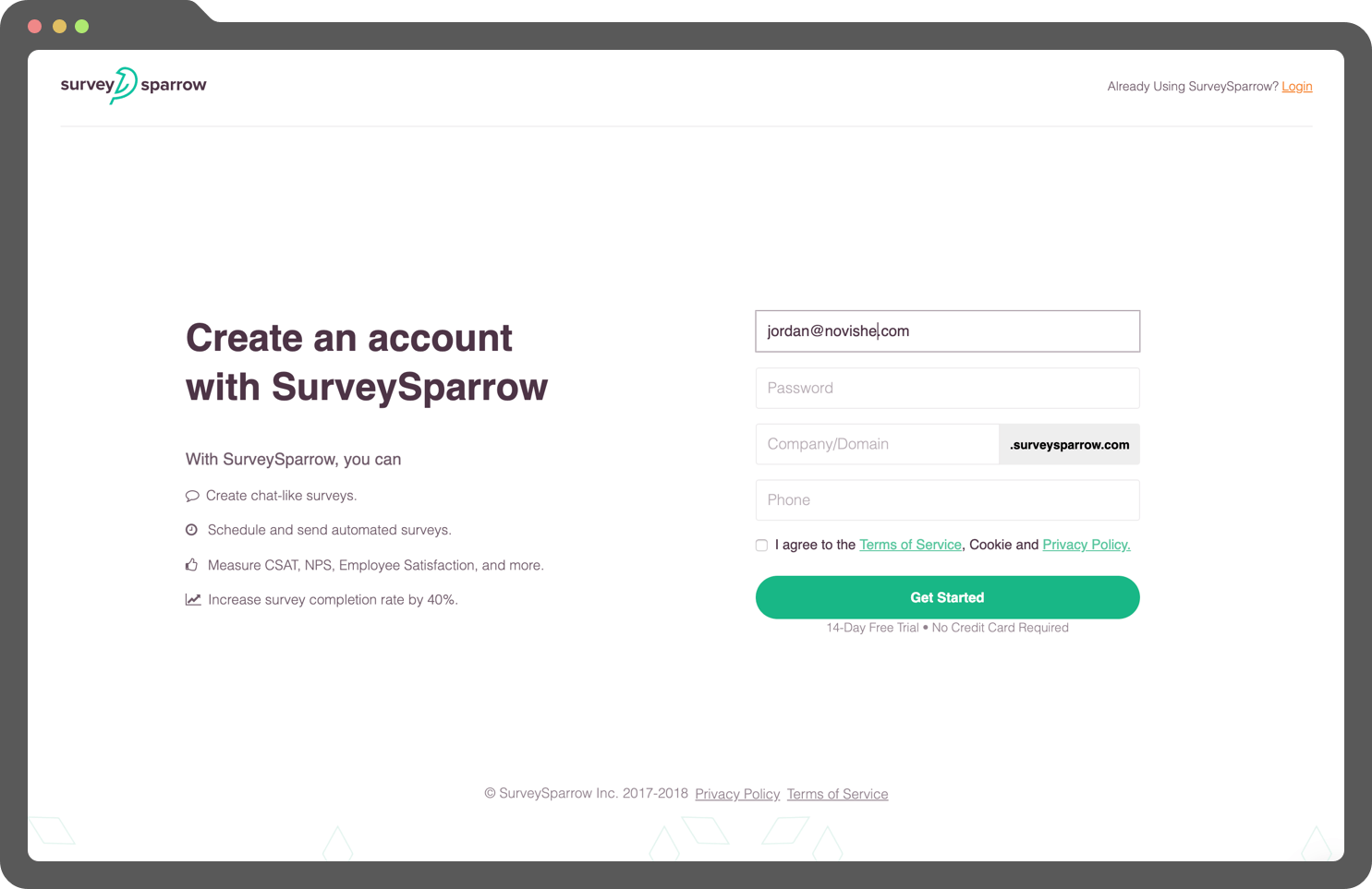 Create an account in your offline survey tool to begin your feedback collection.
