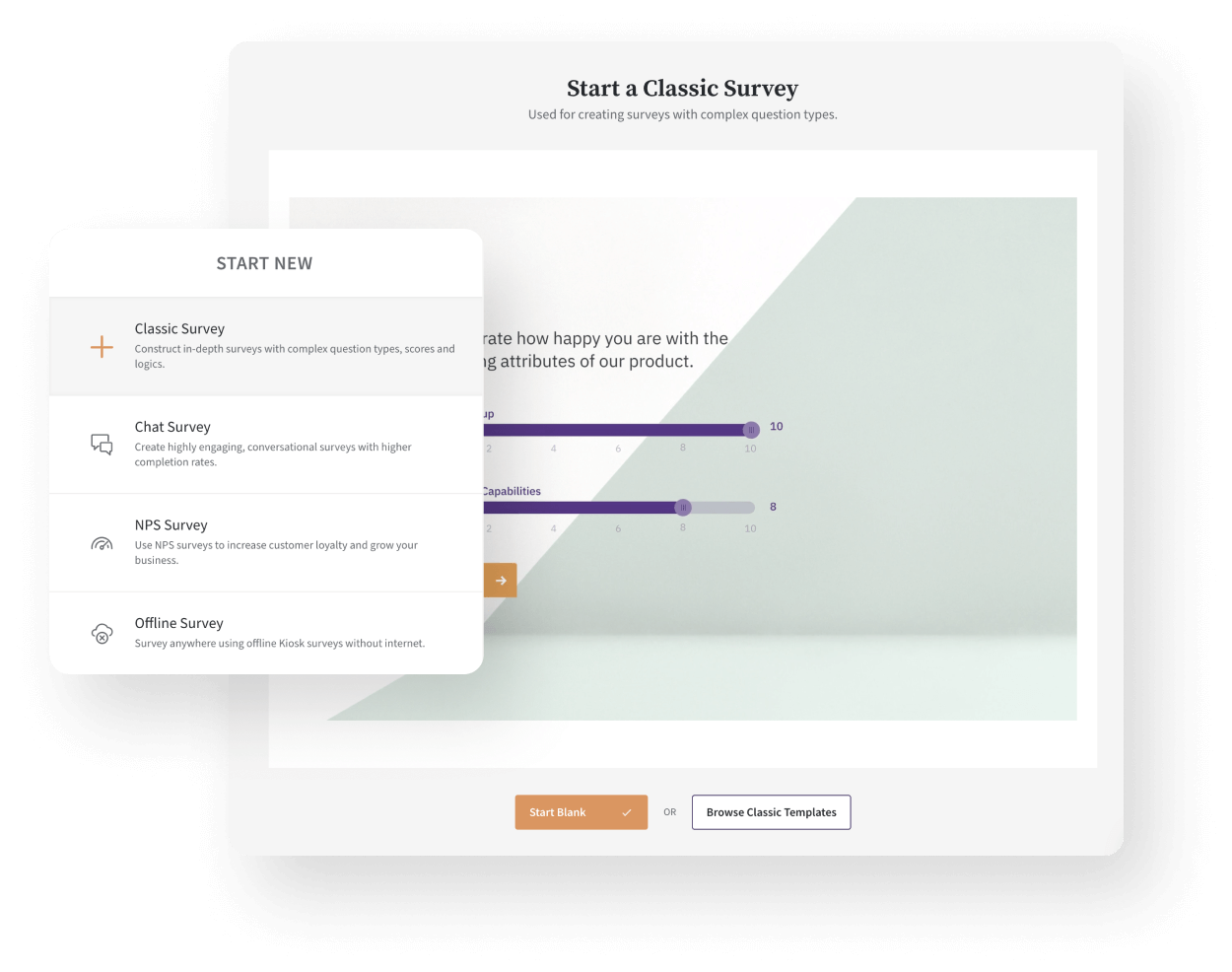 With an enterprise survey software, create engaging feedback questionnaires easily.