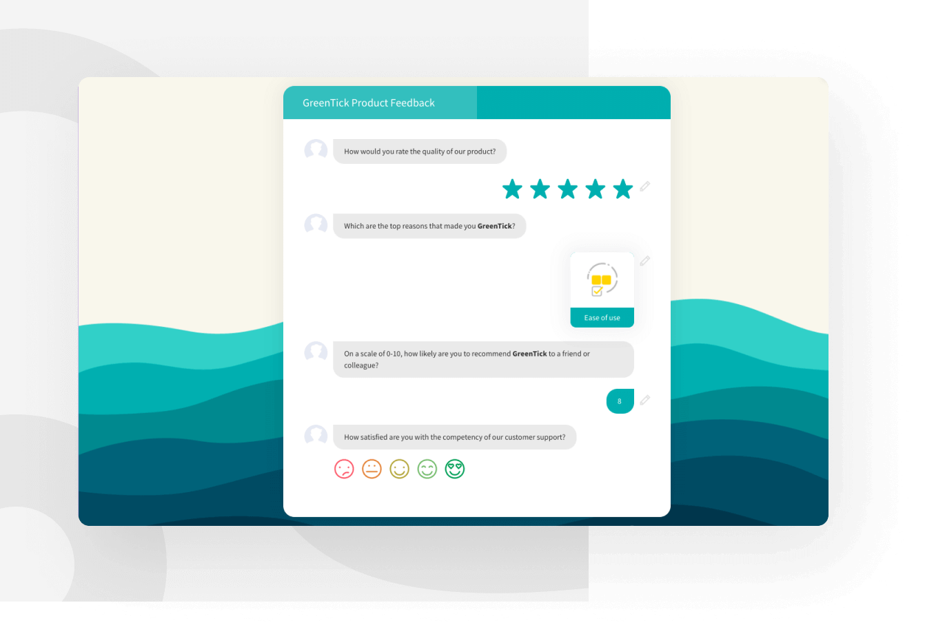 Collect product feedback from your customers and measure satisfaction.